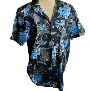 Iron Co Short Sleeve Button Front Island Floral  Shirt Size L